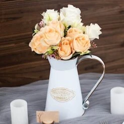 9" Decorative Vintage Metal Garden Water Pitcher Centerpiece - White -Optimal Home Decoration 9 decorative vintage metal garden water pitcher centerpiece white plnt met 003 s wht 30805323513919