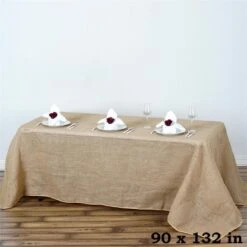90'' X 132'' Burlap Rectangular Tablecloth - Natural