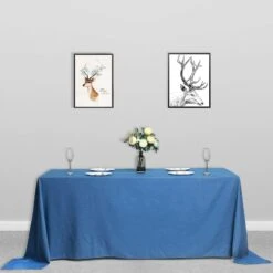 90" X 132" Faux Denim Polyester Rectangular Tablecloth - Dark Blue -Optimal Home Decoration 90 x 132 faux denim polyester rectangular tablecloth dark blue tab denm 90132 5054050861119