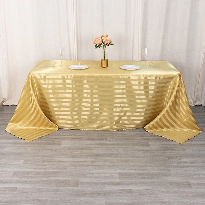 90"x132" Stripes Satin Rectangular Tablecloth Wedding Table Linen 4 90"x132" Stripes Satin Rectangular Tablecloth Wedding Table Linen - Image 2