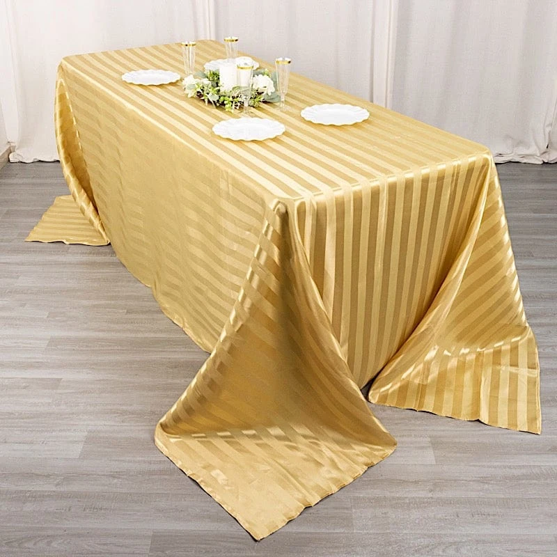 90"x132" Stripes Satin Rectangular Tablecloth Wedding Table Linen 7 90"x132" Stripes Satin Rectangular Tablecloth Wedding Table Linen - Image 5