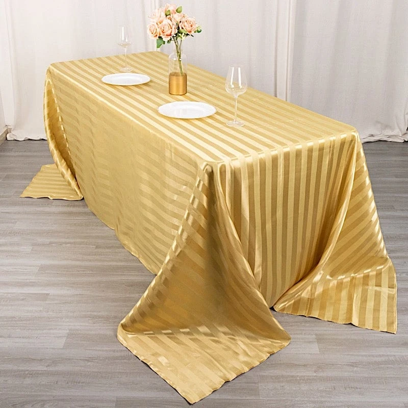 90"x132" Stripes Satin Rectangular Tablecloth Wedding Table Linen 5 90"x132" Stripes Satin Rectangular Tablecloth Wedding Table Linen - Image 3