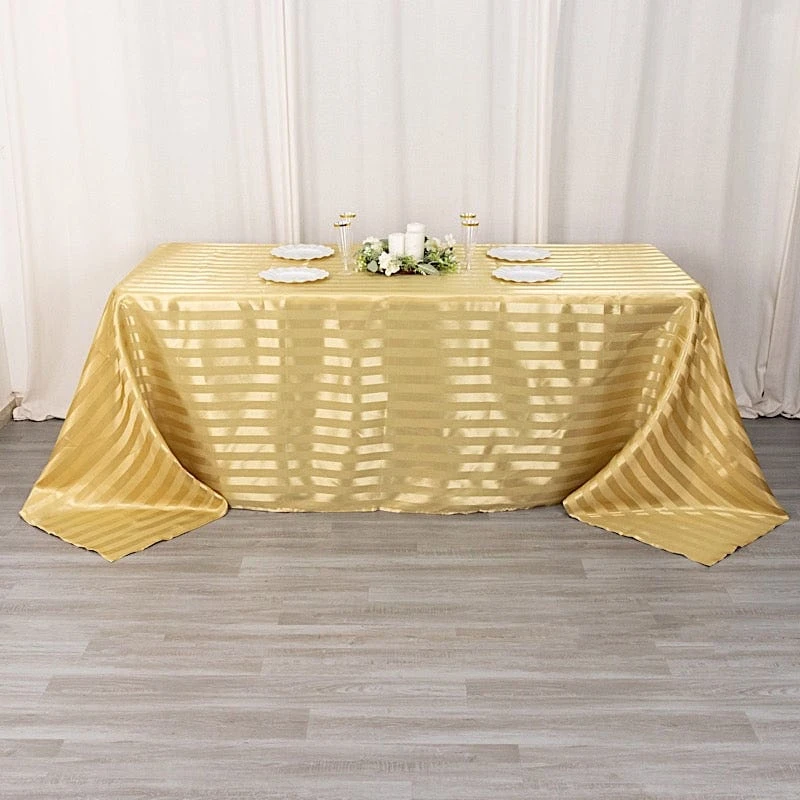 90"x132" Stripes Satin Rectangular Tablecloth Wedding Table Linen 6 90"x132" Stripes Satin Rectangular Tablecloth Wedding Table Linen - Image 4
