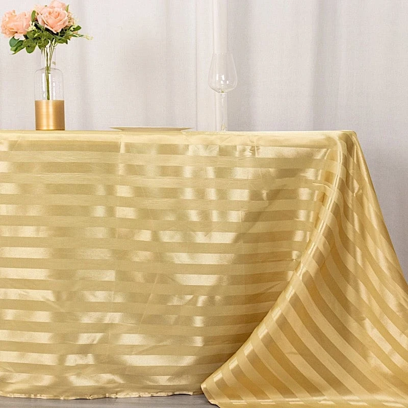 90"x132" Stripes Satin Rectangular Tablecloth Wedding Table Linen 8 90"x132" Stripes Satin Rectangular Tablecloth Wedding Table Linen - Image 6