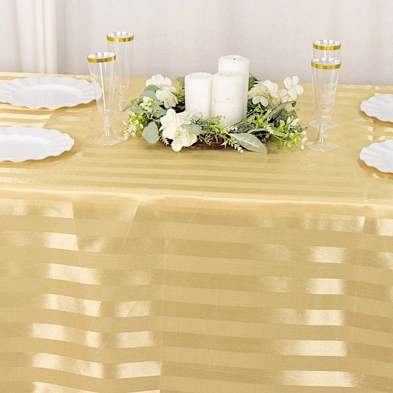 90"x132" Stripes Satin Rectangular Tablecloth Wedding Table Linen 10 90"x132" Stripes Satin Rectangular Tablecloth Wedding Table Linen - Image 8