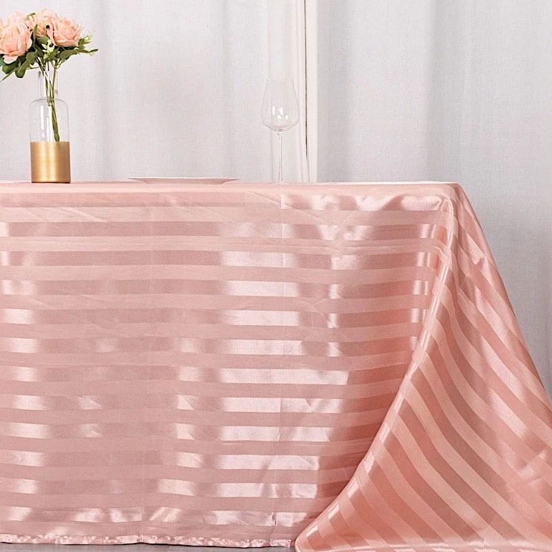 90"x132" Stripes Satin Rectangular Tablecloth Wedding Table Linen 22 90"x132" Stripes Satin Rectangular Tablecloth Wedding Table Linen - Image 20