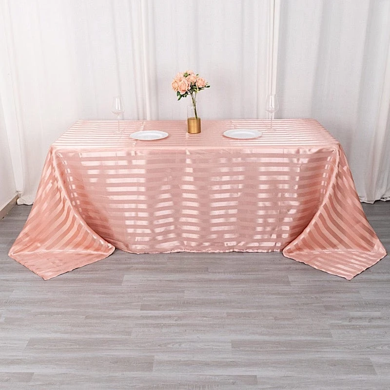 90"x132" Stripes Satin Rectangular Tablecloth Wedding Table Linen 21 90"x132" Stripes Satin Rectangular Tablecloth Wedding Table Linen - Image 19
