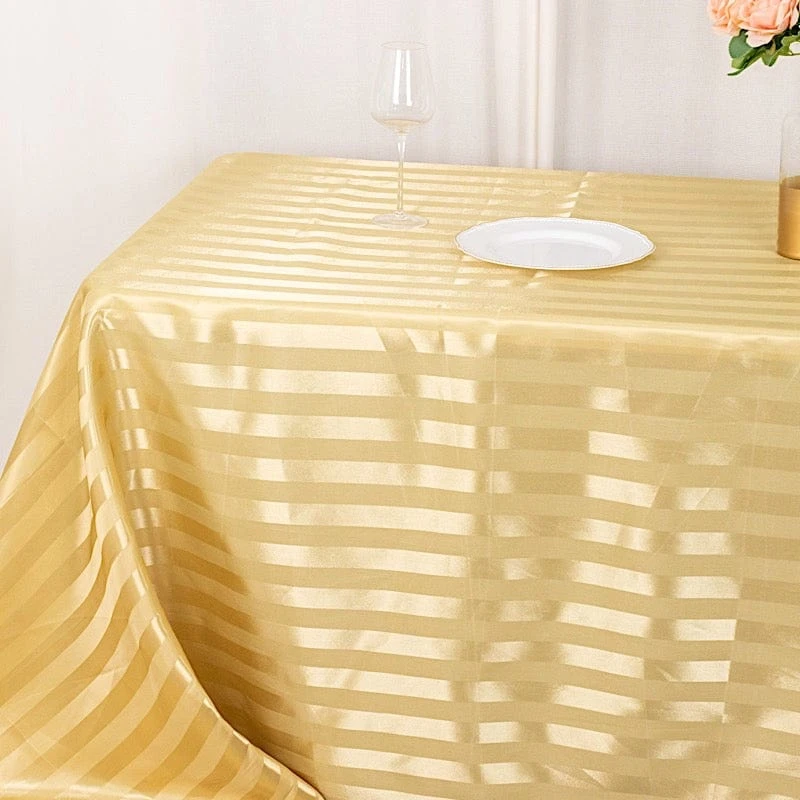 90"x132" Stripes Satin Rectangular Tablecloth Wedding Table Linen 11 90"x132" Stripes Satin Rectangular Tablecloth Wedding Table Linen - Image 9
