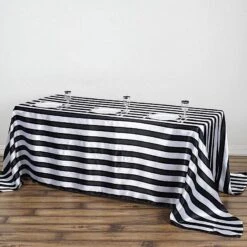 90" X 132" Stripes Satin Rectangular Tablecloth -Optimal Home Decoration 90 x 132 stripes satin rectangular tablecloth 28966244286527