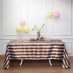 90" X 132" Stripes Satin Rectangular Tablecloth -Optimal Home Decoration 90 x 132 stripes satin rectangular tablecloth 28966244745279
