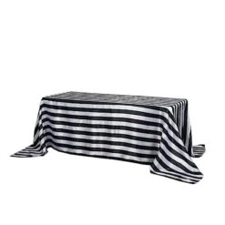 90" X 132" Stripes Satin Rectangular Tablecloth