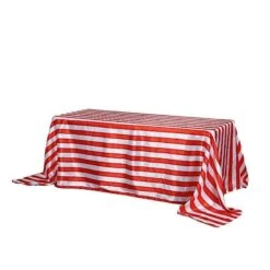 90" X 132" Stripes Satin Rectangular Tablecloth -Optimal Home Decoration 90 x 132 stripes satin rectangular tablecloth tab 15 90132 red 28966252806207