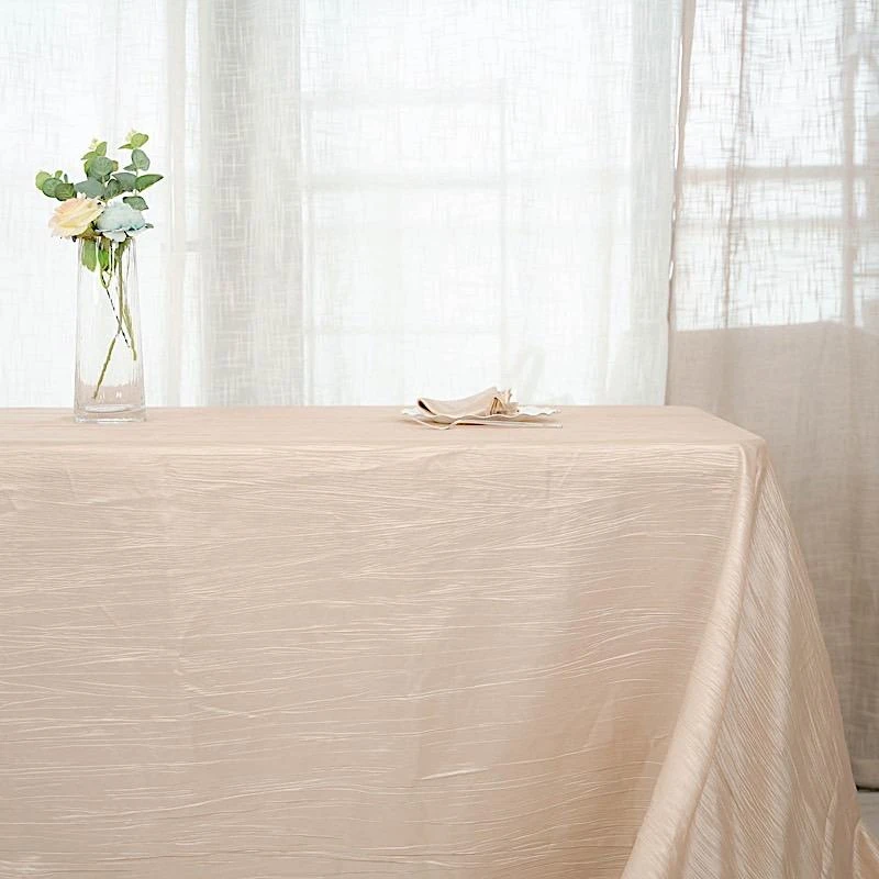 90" X 156" Accordion Metallic Crinkled Taffeta Rectangular Tablecloth 7 90" X 156" Accordion Metallic Crinkled Taffeta Rectangular Tablecloth - Image 5