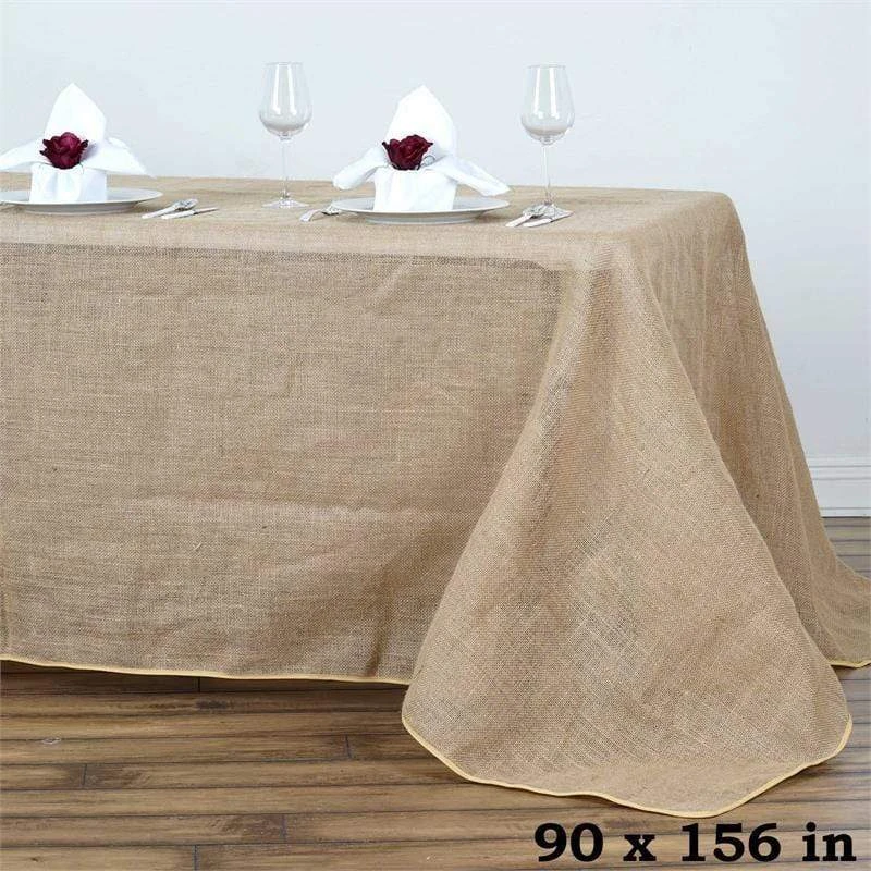 90" X 156" Burlap Rectangular Tablecloth - Natural 4 90" X 156" Burlap Rectangular Tablecloth - Natural - Image 2