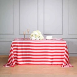 90" X 156" Satin Stripes Rectangular Tablecloth -Optimal Home Decoration 90 x 156 satin stripes rectangular tablecloth 29477163827263