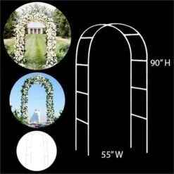 90" X 55" Decorative Metal Wedding Arch - White -Optimal Home Decoration 90 x 55 decorative metal wedding arch white iron arch 001 4760476024895