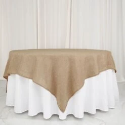 90" X 90" Faux Burlap Table Overlay - Natural -Optimal Home Decoration 90 x 90 faux burlap table overlay natural lay90 jute03 nat 29139494502463
