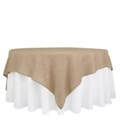 90" X 90" Faux Burlap Table Overlay - Natural