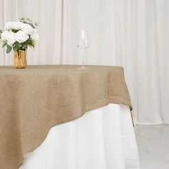 90" X 90" Faux Burlap Table Overlay - Natural -Optimal Home Decoration 90 x 90 faux burlap table overlay natural lay90 jute03 nat 29139494633535