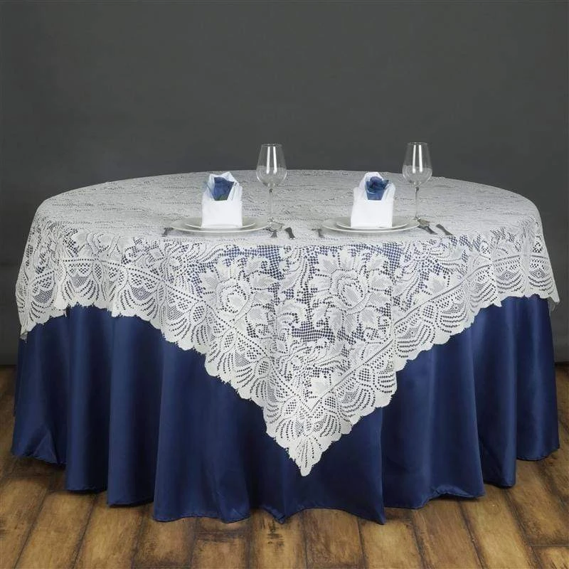 90" X 90" Flower Lace Table Overlay 3 90" X 90" Flower Lace Table Overlay