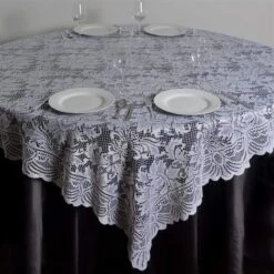90" X 90" Flower Lace Table Overlay 8 90" X 90" Flower Lace Table Overlay -Optimal Home Decoration 90 x 90 flower lace table overlay lay90 12 wht 28944151150655