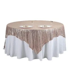 90" X 90" Sequined Table Overlay -Optimal Home Decoration 90 x 90 sequined table overlay lay90 02 046 28945476517951