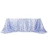 90" X 132" Floral Satin Rectangular Tablecloth - White With Blue -Optimal Home Decoration 90 x132 chinoiserie floral print satin rectangular tablecloth white and blue tab stn flor 90132 blue 30984330739775