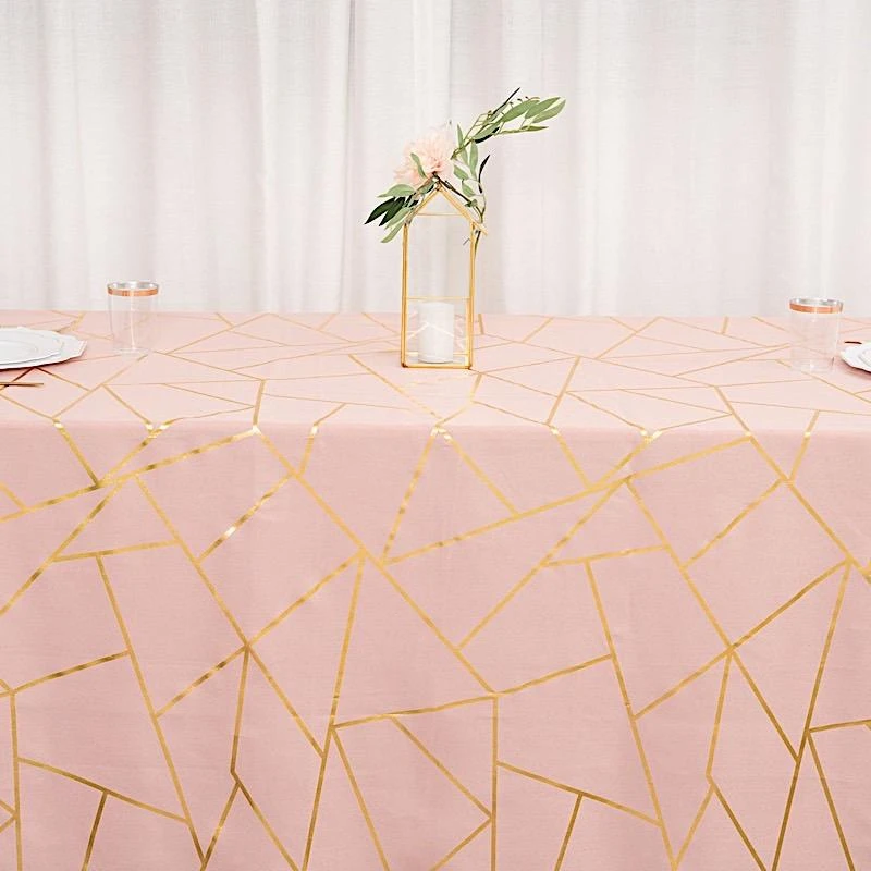 90"x132" Polyester Rectangular Tablecloth With Metallic Geometric Pattern 7 90"x132" Polyester Rectangular Tablecloth With Metallic Geometric Pattern - Image 5