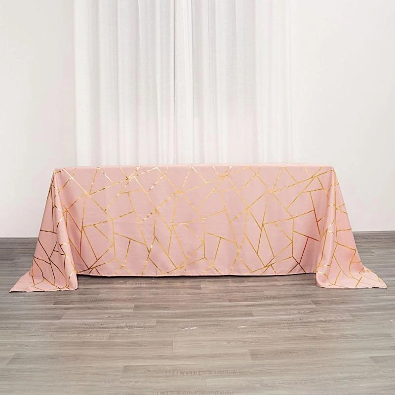 90"x132" Polyester Rectangular Tablecloth With Metallic Geometric Pattern 6 90"x132" Polyester Rectangular Tablecloth With Metallic Geometric Pattern - Image 4
