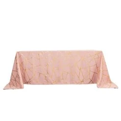 90"x132" Polyester Rectangular Tablecloth With Metallic Geometric Pattern