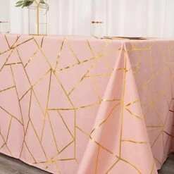 90"x132" Polyester Rectangular Tablecloth With Metallic Geometric Pattern 24 90"x132" Polyester Rectangular Tablecloth With Metallic Geometric Pattern -Optimal Home Decoration 90 x132 polyester rectangular tablecloth with metallic geometric pattern 28955680735295