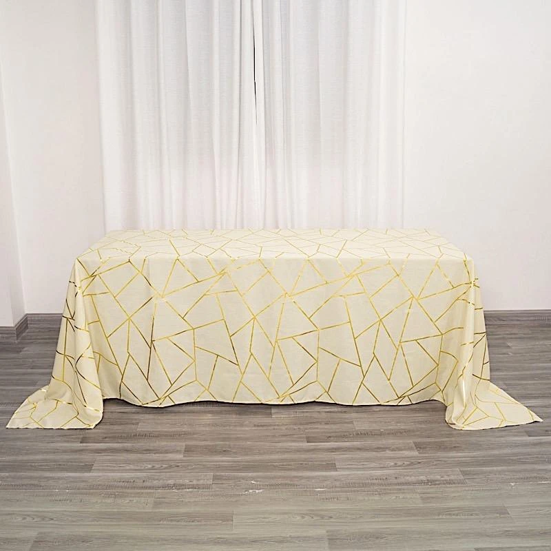 90"x132" Polyester Rectangular Tablecloth With Metallic Geometric Pattern 11 90"x132" Polyester Rectangular Tablecloth With Metallic Geometric Pattern - Image 9