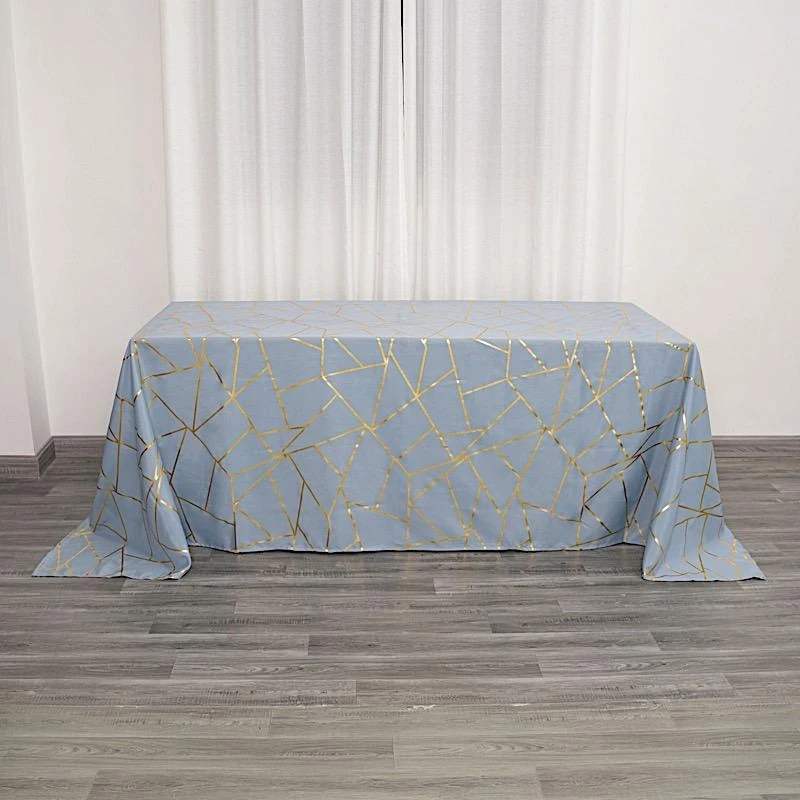 90"x132" Polyester Rectangular Tablecloth With Metallic Geometric Pattern 16 90"x132" Polyester Rectangular Tablecloth With Metallic Geometric Pattern - Image 14