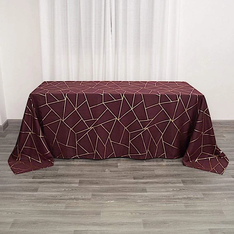 90"x132" Polyester Rectangular Tablecloth With Metallic Geometric Pattern 22 90"x132" Polyester Rectangular Tablecloth With Metallic Geometric Pattern - Image 20