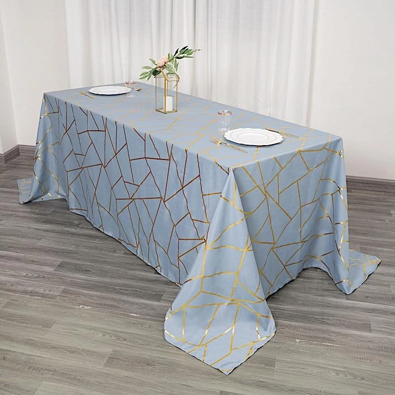 90"x132" Polyester Rectangular Tablecloth With Metallic Geometric Pattern 17 90"x132" Polyester Rectangular Tablecloth With Metallic Geometric Pattern - Image 15