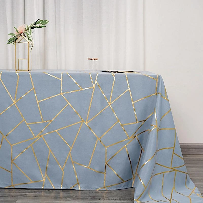 90"x132" Polyester Rectangular Tablecloth With Metallic Geometric Pattern 18 90"x132" Polyester Rectangular Tablecloth With Metallic Geometric Pattern - Image 16