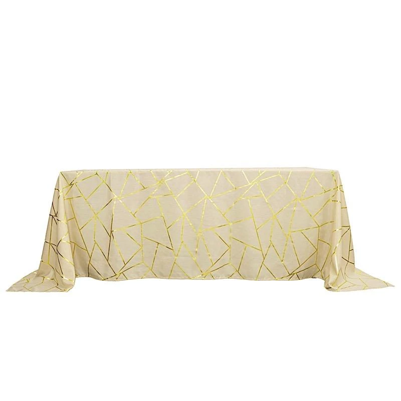 90"x132" Polyester Rectangular Tablecloth With Metallic Geometric Pattern 10 90"x132" Polyester Rectangular Tablecloth With Metallic Geometric Pattern - Image 8