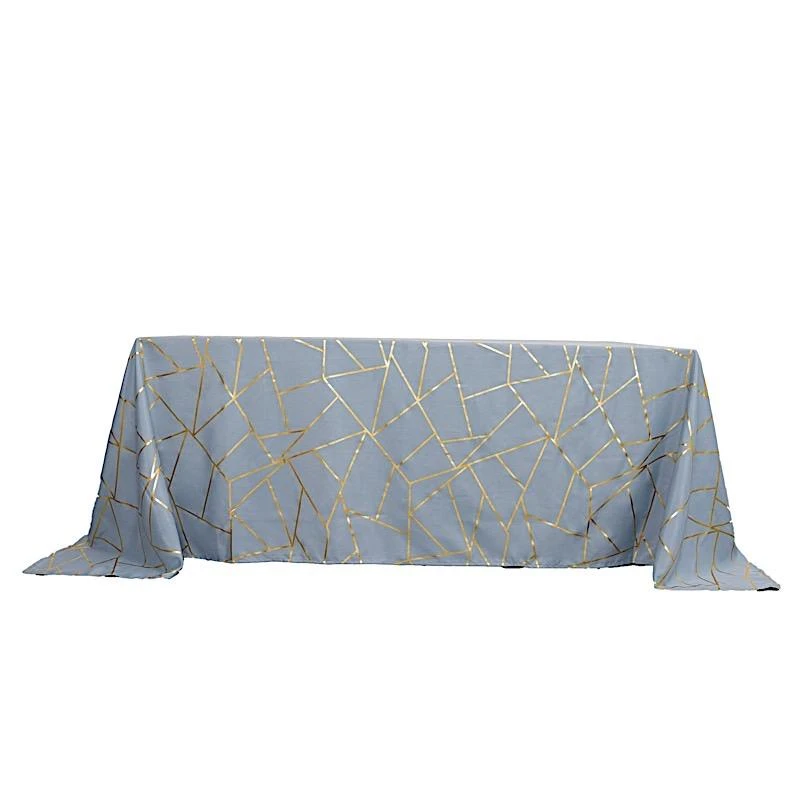 90"x132" Polyester Rectangular Tablecloth With Metallic Geometric Pattern 15 90"x132" Polyester Rectangular Tablecloth With Metallic Geometric Pattern - Image 13