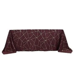 90"x132" Polyester Rectangular Tablecloth With Metallic Geometric Pattern 40 90"x132" Polyester Rectangular Tablecloth With Metallic Geometric Pattern -Optimal Home Decoration 90 x132 polyester rectangular tablecloth with metallic geometric pattern tab foil 90132 burg g 28955683913791