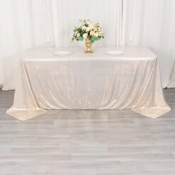 90"x132" Polyester Rectangular Tablecloth With Sequin Dots 33 90"x132" Polyester Rectangular Tablecloth With Sequin Dots -Optimal Home Decoration 90 x132 polyester rectangular tablecloth with sequin dots 31009268006975