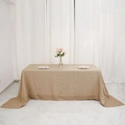 90"x132" Rectangular Faux Burlap Tablecloth - Natural 14 90"x132" Rectangular Faux Burlap Tablecloth - Natural -Optimal Home Decoration 90 x132 rectangular faux burlap polyester tablecloth natural tab jute03 90132 nat 29128800600127