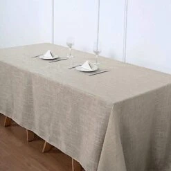 90"x132" Rectangular Premium Faux Burlap Polyester Tablecloth 24 90"x132" Rectangular Premium Faux Burlap Polyester Tablecloth -Optimal Home Decoration 90 x132 rectangular premium faux burlap polyester tablecloth 28966339084351