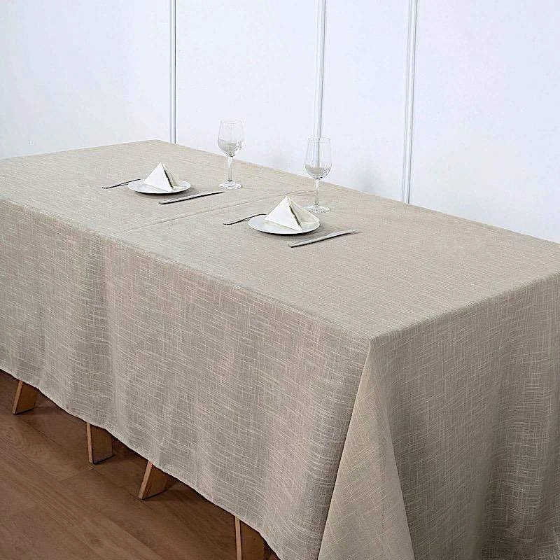 90"x132" Rectangular Premium Faux Burlap Polyester Tablecloth 5 90"x132" Rectangular Premium Faux Burlap Polyester Tablecloth - Image 3