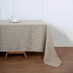 90"x132" Rectangular Premium Faux Burlap Polyester Tablecloth 25 90"x132" Rectangular Premium Faux Burlap Polyester Tablecloth -Optimal Home Decoration 90 x132 rectangular premium faux burlap polyester tablecloth 28966339117119