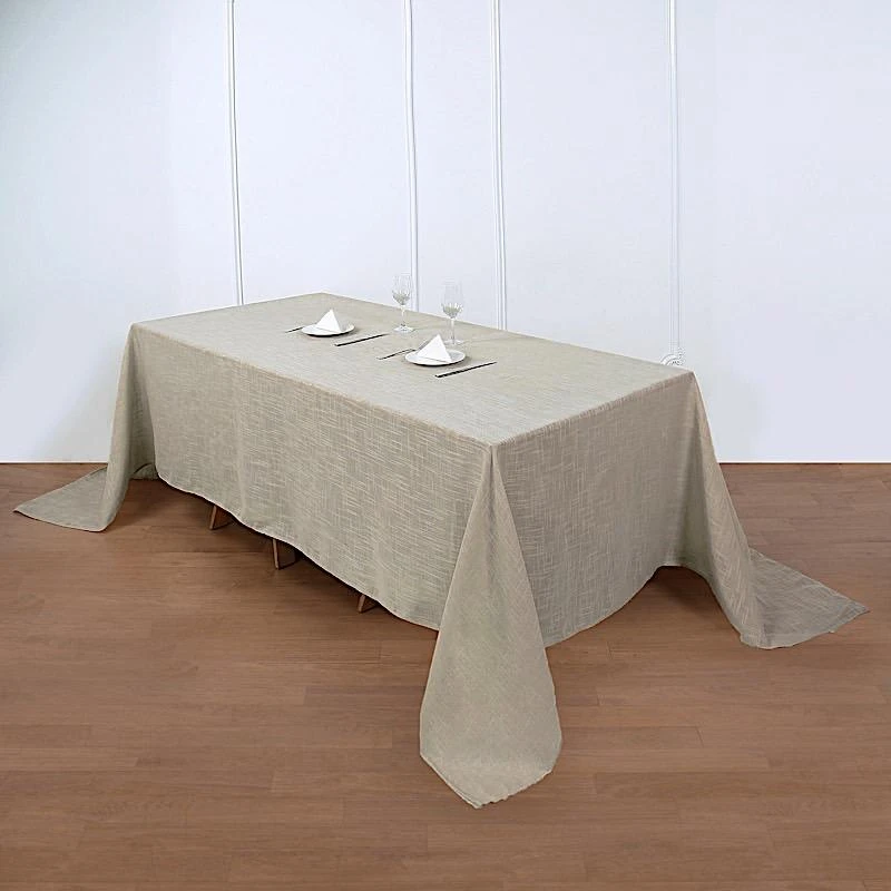 90"x132" Rectangular Premium Faux Burlap Polyester Tablecloth 8 90"x132" Rectangular Premium Faux Burlap Polyester Tablecloth - Image 6