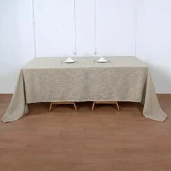 90"x132" Rectangular Premium Faux Burlap Polyester Tablecloth 28 90"x132" Rectangular Premium Faux Burlap Polyester Tablecloth -Optimal Home Decoration 90 x132 rectangular premium faux burlap polyester tablecloth 28966339182655