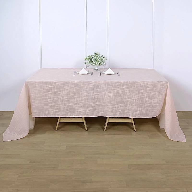 90"x132" Rectangular Premium Faux Burlap Polyester Tablecloth 22 90"x132" Rectangular Premium Faux Burlap Polyester Tablecloth - Image 20