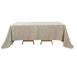90"x132" Rectangular Premium Faux Burlap Polyester Tablecloth