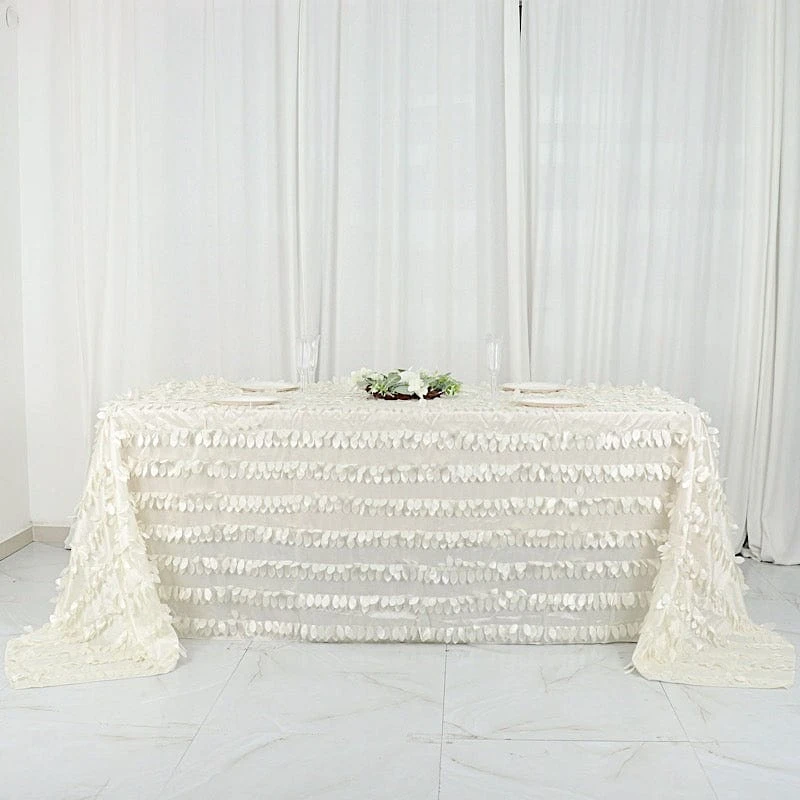 90"x132" Taffeta Rectangular Tablecloth With Leaf Petals Design 12 90"x132" Taffeta Rectangular Tablecloth With Leaf Petals Design - Image 10