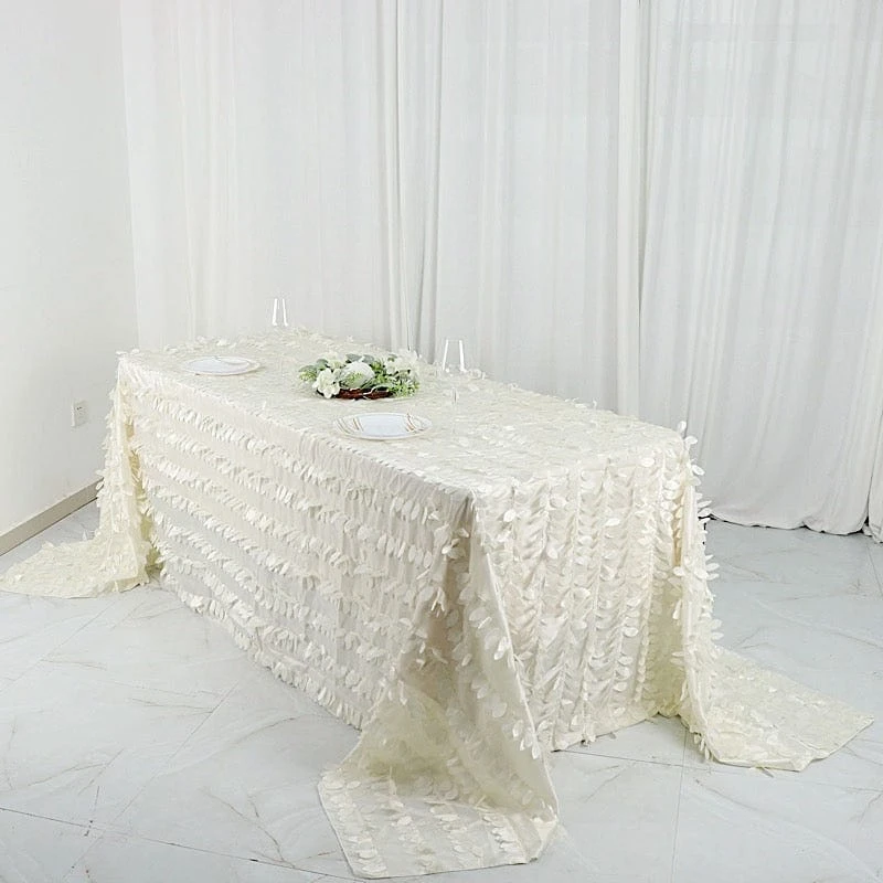 90"x132" Taffeta Rectangular Tablecloth With Leaf Petals Design 13 90"x132" Taffeta Rectangular Tablecloth With Leaf Petals Design - Image 11